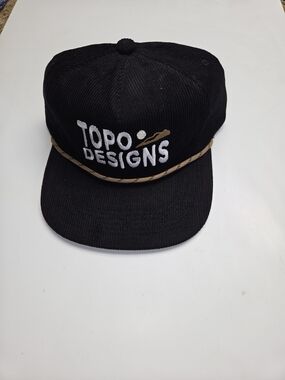 Topo Designs Black Corduroy Rope-Trim Cap Nwt